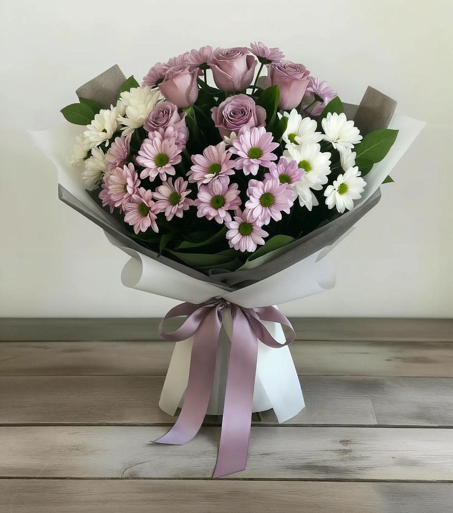 Букет цветов из: Хризантемы и Розы в Поныри