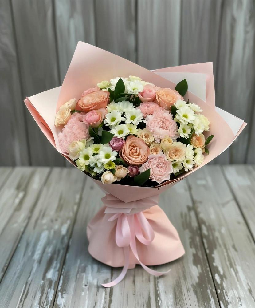 Букет цветов из: Гвоздики, Розы и Хризантемы в Поныри