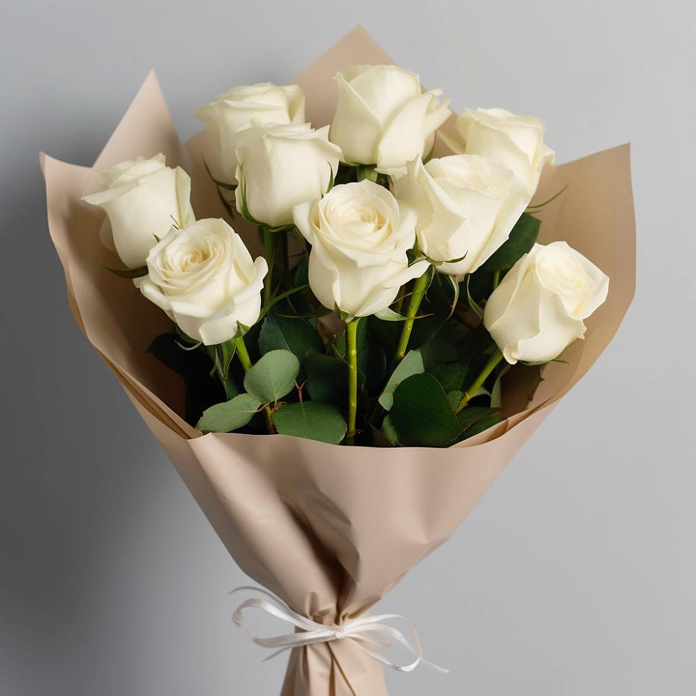 Букет 9 Белых роз Эдлесс Лав в Поныри