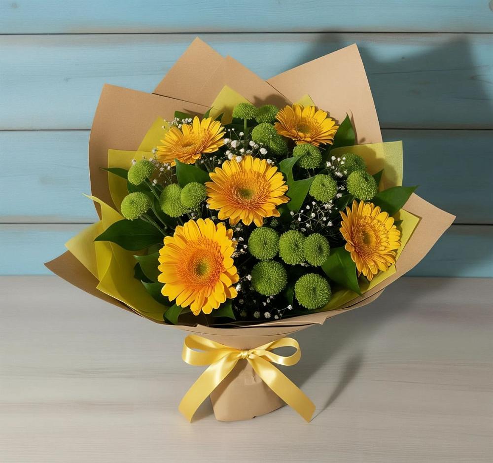 Букет цветов из: Герберы и Хризантемы в Поныри