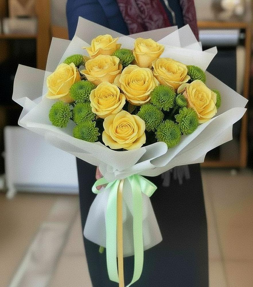 Букет цветов из: Хризантемы и Розы в Поныри