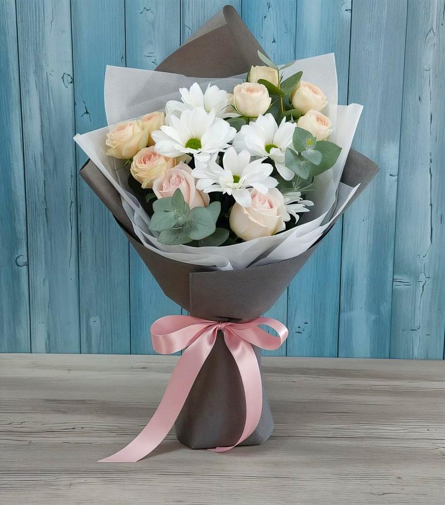 Букет цветов из: Хризантемы и Розы в Поныри