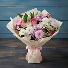 Букет цветов из:  Хризантемы, Альстромерии и Розы в Поныри