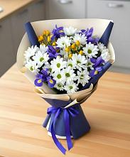 Букет цветов из:  Розы, Ирисы и Хризантемы в Поныри