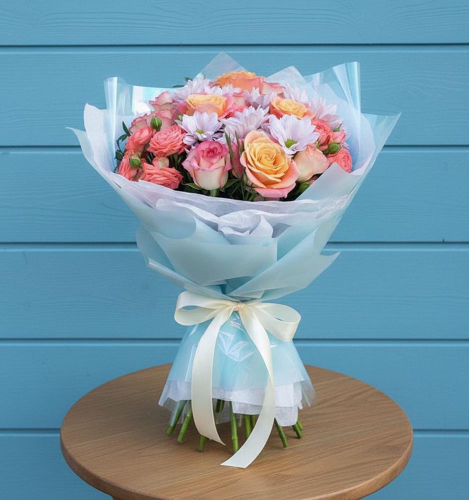 Букет цветов из: Хризантемы и Розы в Поныри