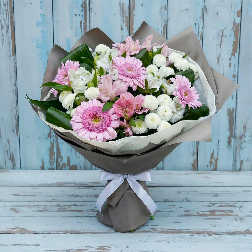Букет цветов из: Герберы, Альстромерии и Хризантемы в Поныри
